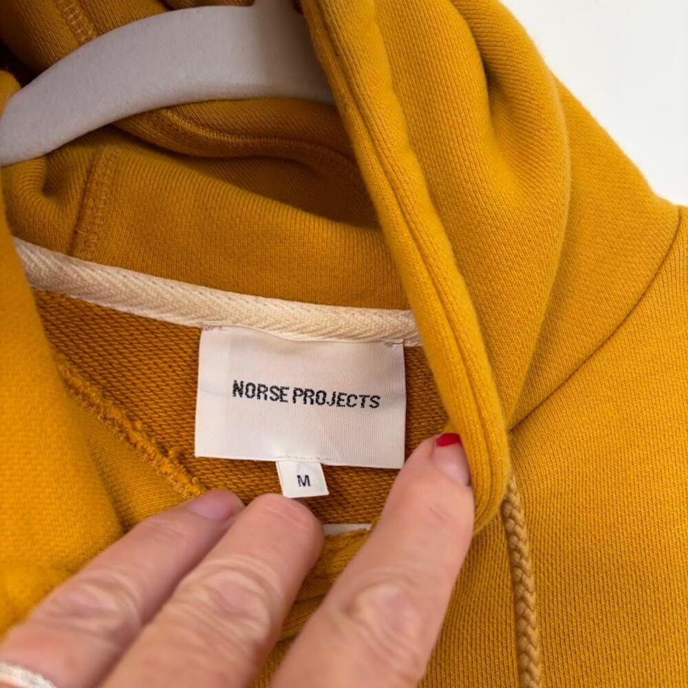 Norse Projects Mustard Gold Pullover Hoodie Size M Minimalist Danish Streetwear